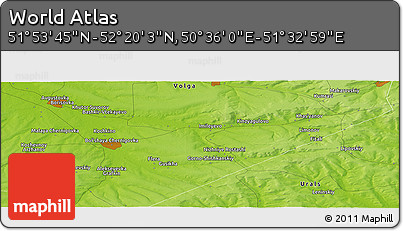 Physical Panoramic Map of the Area around 52° 6' 54" N, 51° 4' 30" E