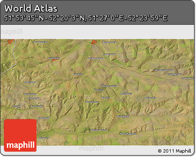 Satellite 3D Map of the Area around 52° 6' 54" N, 51° 55' 29" E