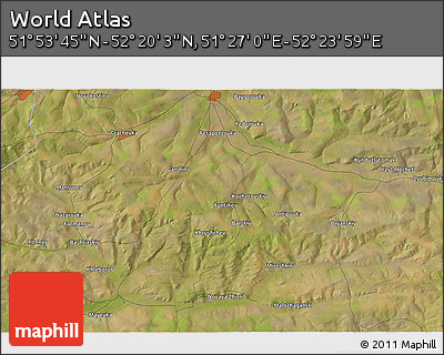 Satellite 3D Map of the Area around 52° 6' 54" N, 51° 55' 29" E
