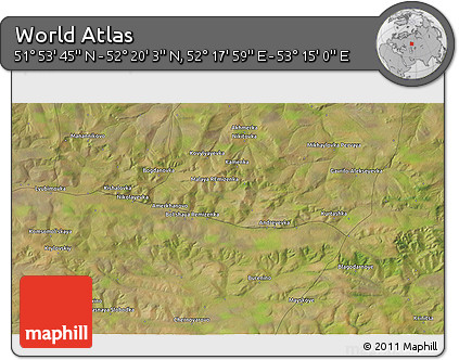 Satellite 3D Map of the Area around 52° 6' 54" N, 52° 46' 29" E