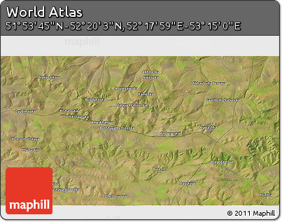Satellite 3D Map of the Area around 52° 6' 54" N, 52° 46' 29" E