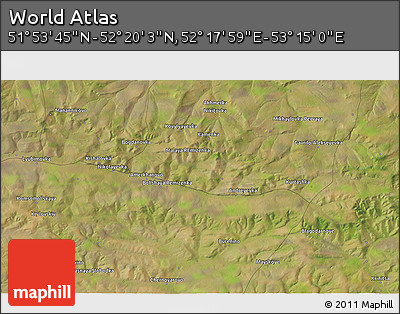 Satellite 3D Map of the Area around 52° 6' 54" N, 52° 46' 29" E