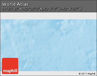 Physical 3D Map of the Area around 52° 6' 54" N, 52° 37' 30" W