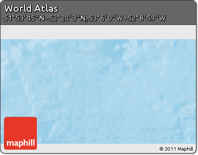Physical 3D Map of the Area around 52° 6' 54" N, 52° 37' 30" W