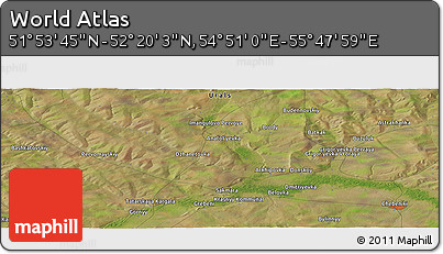 Satellite Panoramic Map of the Area around 52° 6' 54" N, 55° 19' 30" E