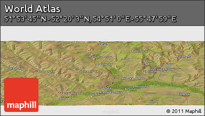 Satellite Panoramic Map of the Area around 52° 6' 54" N, 55° 19' 30" E