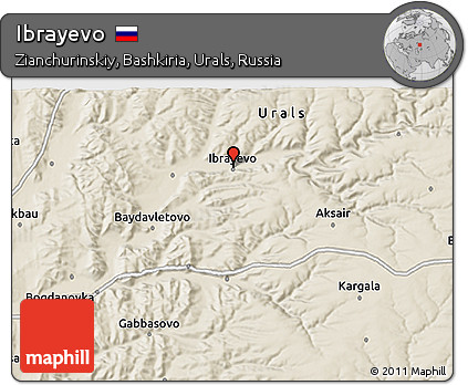 Shaded Relief 3D Map of Ibrayevo