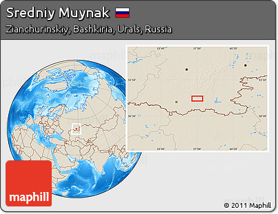 Shaded Relief Location Map of Sredniy Muynak
