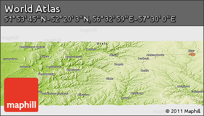 Physical Panoramic Map of the Area around 52° 6' 54" N, 57° 1' 29" E