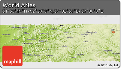 Physical Panoramic Map of the Area around 52° 6' 54" N, 57° 1' 29" E