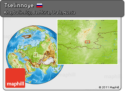 Physical Location Map of Tselinnoye