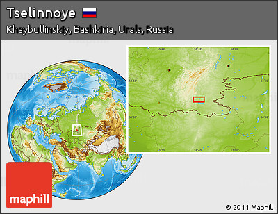 Physical Location Map of Tselinnoye