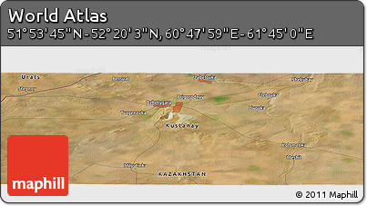 Satellite Panoramic Map of the Area around 52° 6' 54" N, 61° 16' 29" E