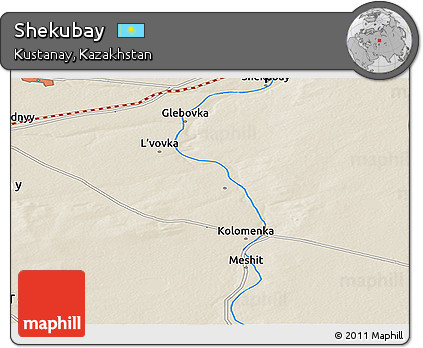 Shaded Relief Panoramic Map of Shekubay