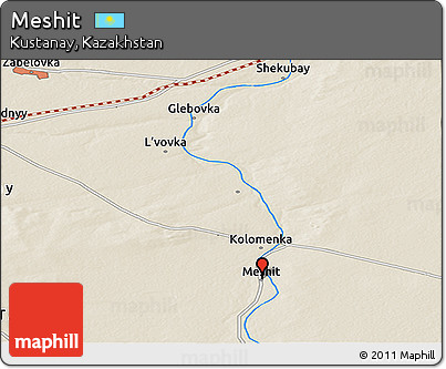 Shaded Relief Panoramic Map of Meshit