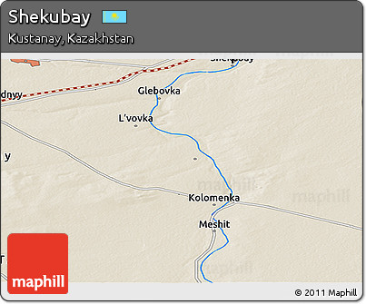 Shaded Relief Panoramic Map of Shekubay