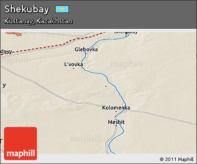 Shaded Relief Panoramic Map of Shekubay