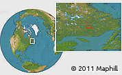 Satellite Location Map of the area around 52° 6' 54" N, 61° 58' 30" W