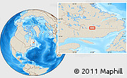 Shaded Relief Location Map of the area around 52° 6' 54" N, 61° 58' 30" W