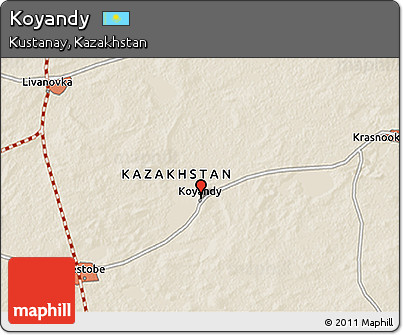 Shaded Relief 3D Map of Koyandy