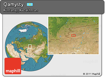 Satellite Location Map of Qamysty