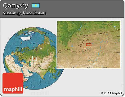 Satellite Location Map of Qamysty