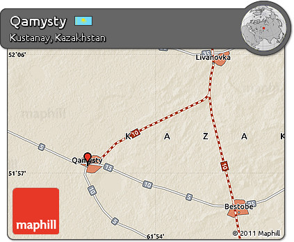 Shaded Relief Map of Qamysty