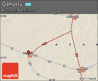 Shaded Relief Map of Qamysty