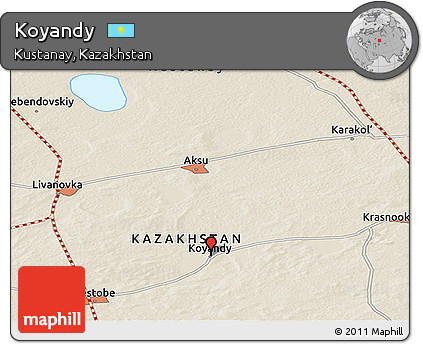 Shaded Relief Panoramic Map of Koyandy