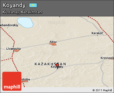Shaded Relief Panoramic Map of Koyandy
