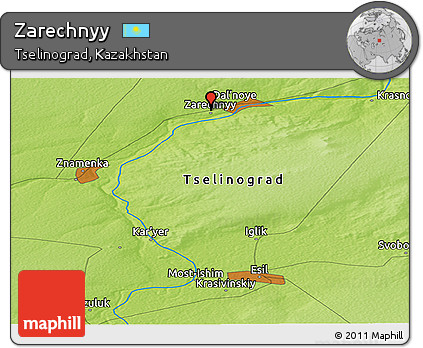 Physical Panoramic Map of Zarechnyy