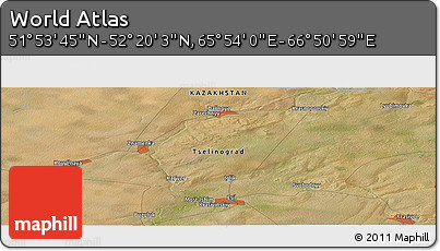 Satellite Panoramic Map of the Area around 52° 6' 54" N, 66° 22' 30" E