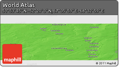 Political Panoramic Map of the Area around 52° 6' 54" N, 68° 4' 29" E