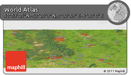 Satellite Panoramic Map of the Area around 52° 6' 54" N, 6° 1' 30" E