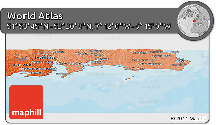 Political Panoramic Map of the Area around 52° 6' 54" N, 6° 43' 29" W