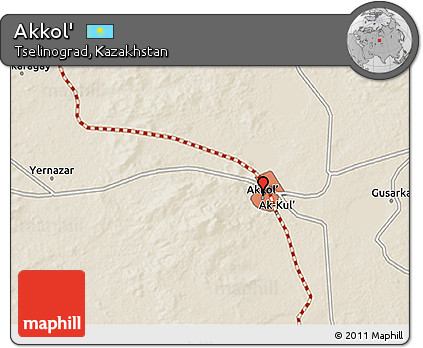 Shaded Relief 3D Map of Akkol'