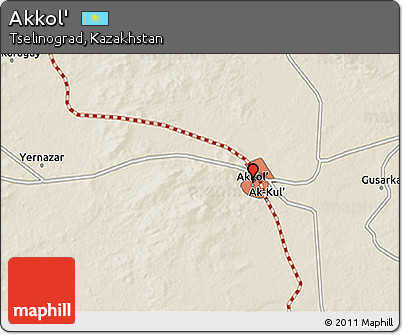 Shaded Relief 3D Map of Akkol'