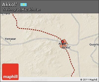Shaded Relief 3D Map of Akkol'