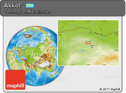 Physical Location Map of Akkol'