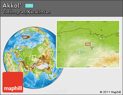 Physical Location Map of Akkol'