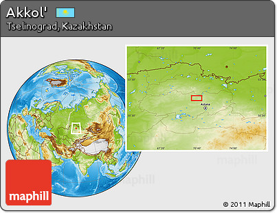 Physical Location Map of Akkol'