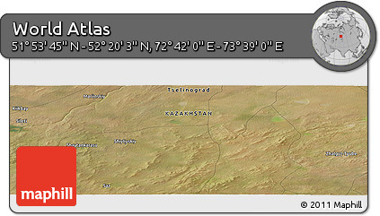 Satellite Panoramic Map of the Area around 52° 6' 54" N, 73° 10' 30" E