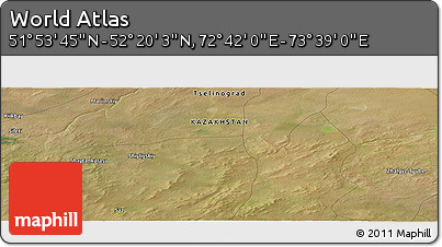 Satellite Panoramic Map of the Area around 52° 6' 54" N, 73° 10' 30" E