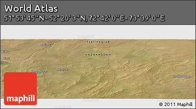 Satellite Panoramic Map of the Area around 52° 6' 54" N, 73° 10' 30" E