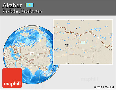 Shaded Relief Location Map of Akzhar
