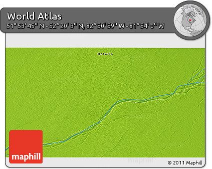 Physical 3D Map of the Area around 52° 6' 54" N, 82° 22' 30" W