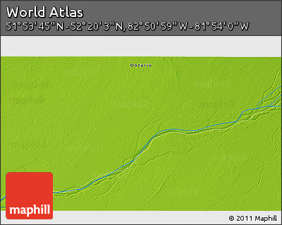 Physical 3D Map of the Area around 52° 6' 54" N, 82° 22' 30" W