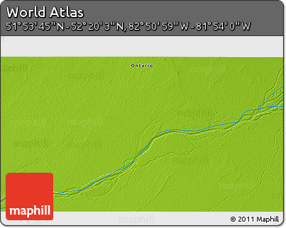 Physical 3D Map of the Area around 52° 6' 54" N, 82° 22' 30" W