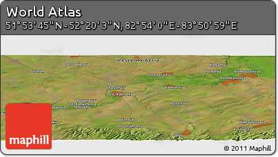 Satellite Panoramic Map of the Area around 52° 6' 54" N, 83° 22' 30" E