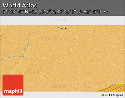 Political 3D Map of the Area around 52° 6' 54" N, 83° 13' 29" W